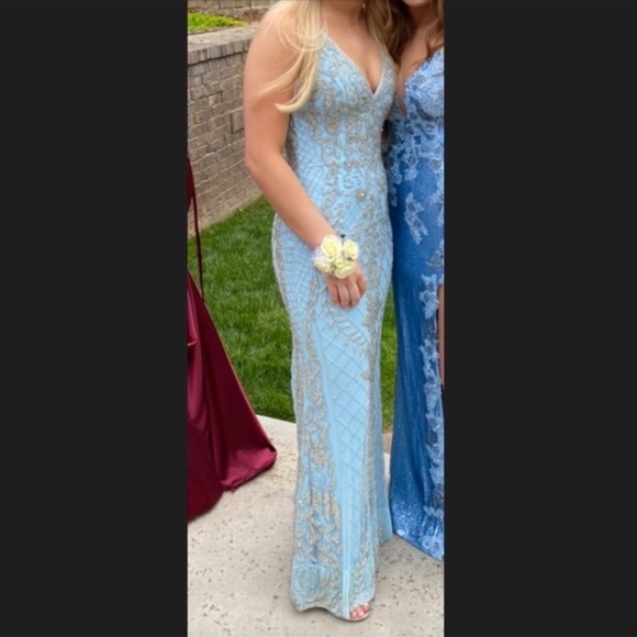 PROM DRESS!!! Primavera Couture-3428 Beaded V-Neck Sheath Dress - Picture 3 of 5